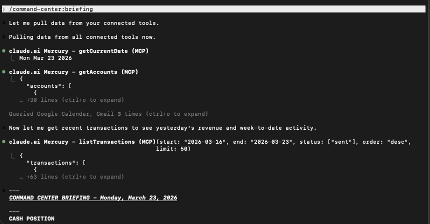 Briefing command pulling live data